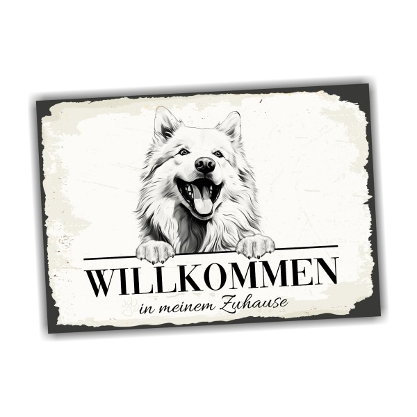 Hundeschild Willkommen Zuhause Samojede Sammy Schild Achtung Spruch