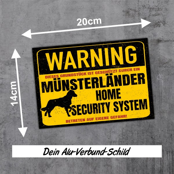 Münsterländer kleiner großer Schild Warning Security System Türschild Hundeschild Warnschild Hund
