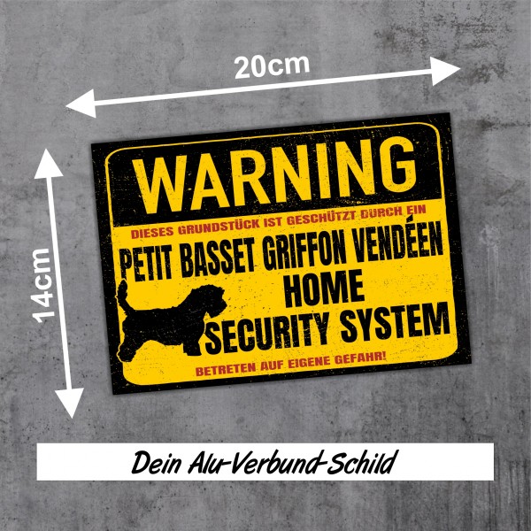 Schild Petit Basset Griffon Vendeen Warning Security System Türschild Hundeschild Warnschild Hund