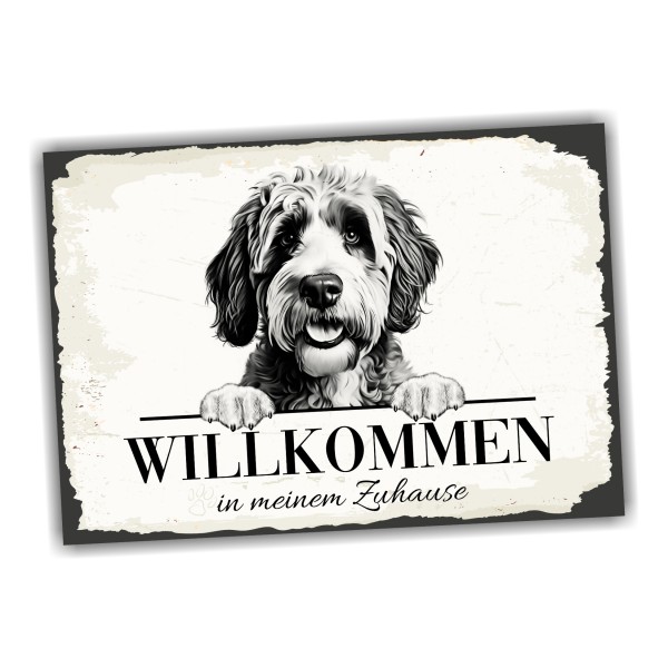 Hundeschild Willkommen Zuhause Portugiesischer Wasserhund Schild Achtung Spruch