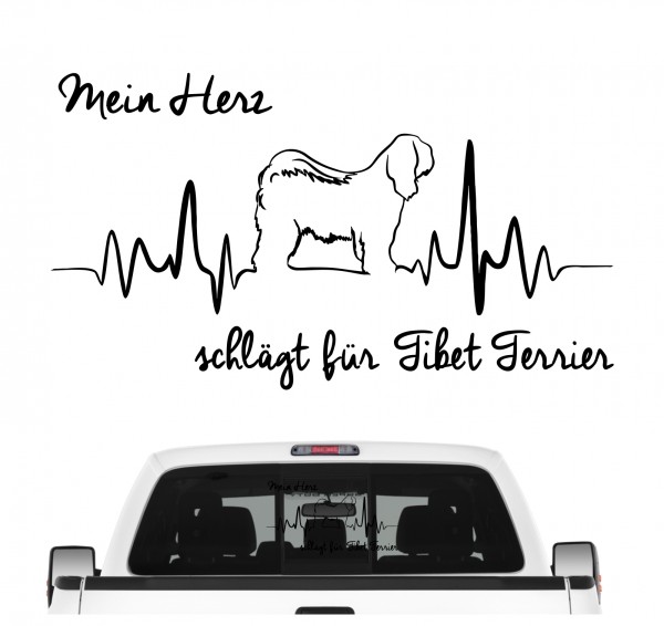 Tibet Terrier Tibetan Terrier Tsang Apso Hundeaufkleber Herz AUTOAUFKLEBER Aufkleber Hunde HEARTBEAT