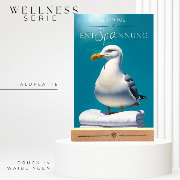 Möwe Meer Strand Schild Wellness Handtuch Entspannung Schild