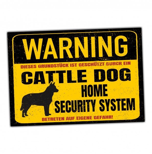 Schild Australian Cattle Dog ACD Warning Security System Türschild Hundeschild Warnschild