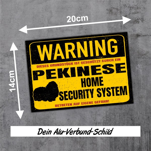 Schild Pekinese Pekingese Warning Security System Türschild Hundeschild Warnschild Hund
