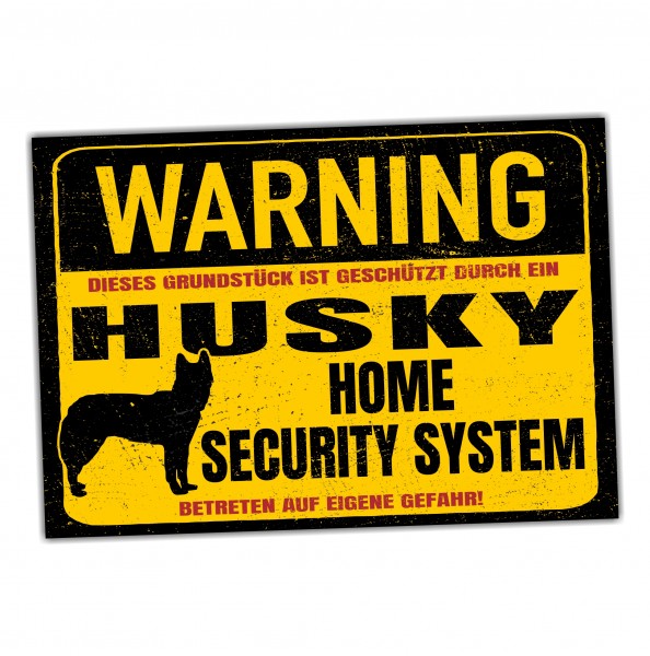 Husky Schild Warning Security System Türschild Hundeschild Warnschild Schild Hund Siberian