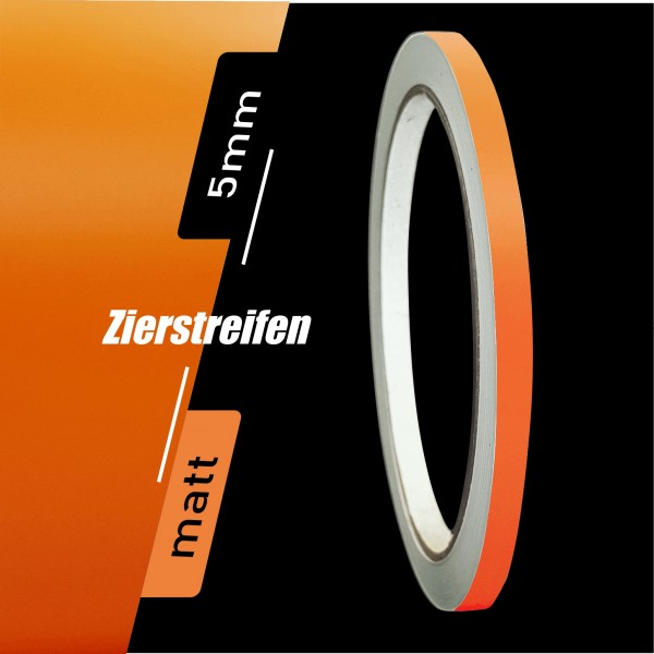 Zierstreifen Matt orange 5mm in in 10 m Länge für Auto Boot Klebeband Dekorstreifen Tuningstreifen Autofolie Siviwonder