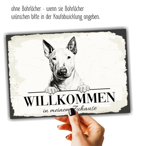 Hundeschild Willkommen Zuhause Bullterrier Bully Schild Achtung Spruch
