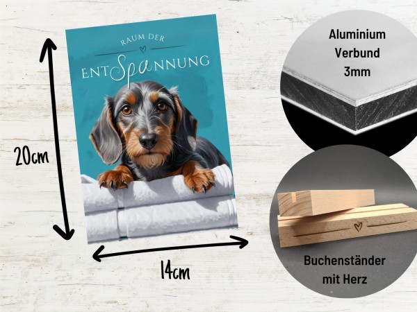 Hundeschild Deko Badezimmer Wellness Rauhaardackel Dackel Schild Spruch