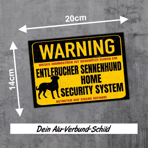 Entlebucher Sennenhund Warning Schild Danger Security System Türschild Hundeschild Warnschild