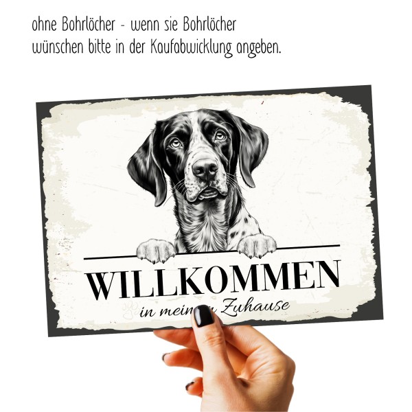 Hundeschild Willkommen Zuhause Deutsch Kurzhaar Schild Achtung Spruch