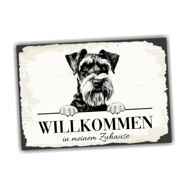 Hundeschild Willkommen Zuhause Schnauzer Schild Achtung Spruch