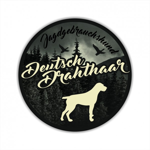 Deutsch Drahthaar Deutscher Drahthaar Deutscher Drahthaariger Vorstehhund Jagdhund Jäger Westfälische Bracke Jagdhund Aufkleber Digitaldruck Motiv