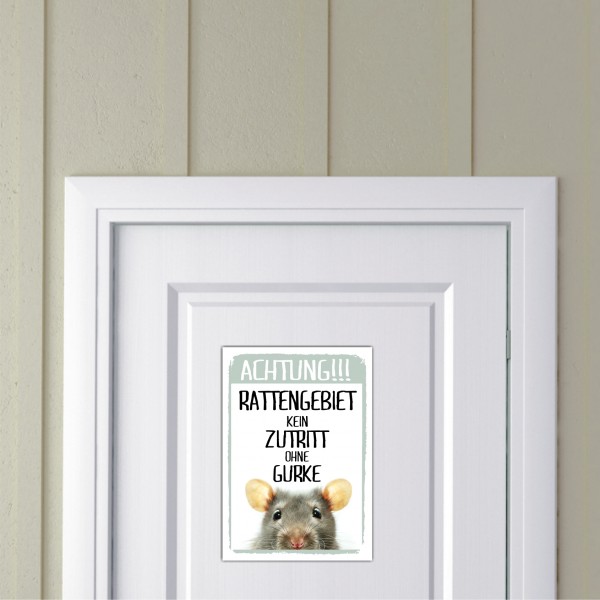Rattengebiet Kein Zutritt Gurke Türschild Warnschild Spruch Ratte Schild happy Design by Siviwonder