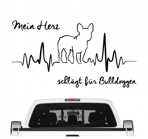 French Bulldog Frenchie Bully Französische Bulldogge Dog Hundeaufkleber Herz AUTOAUFKLEBER Hunde HEARTBEAT EKG by SIVIWONDER
