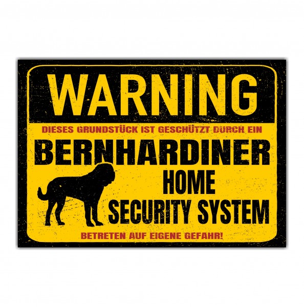 Bernhardiner Dog Schild Warning Security System Türschild Hundeschild Warnschild
