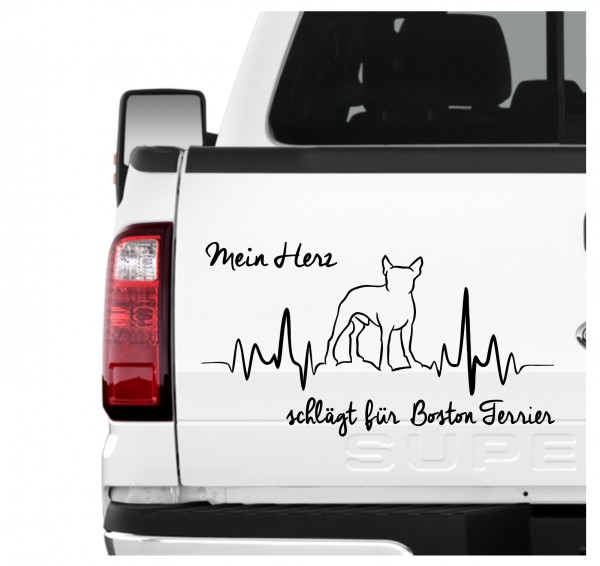 Boston Terrier Bostie USA State Bull Dog Bulldog Dog Hundeaufkleber Herz AUTOAUFKLEBER Hunde HEARTBEAT EKG by SIVIWONDER