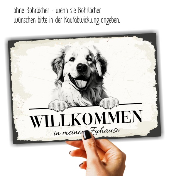 Hundeschild Willkommen Zuhause Pyrenäenberghund Schild Achtung Spruch