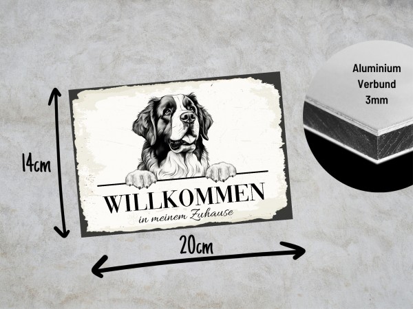 Hundeschild Willkommen Zuhause Bernhardiner Schild Achtung