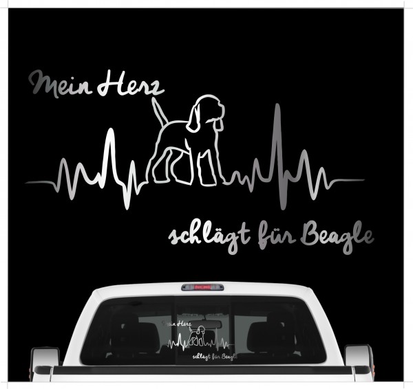 Beagle English Beagel Dog Hundeaufkleber Herz AUTOAUFKLEBER Hunde HEARTBEAT EKG by SIVIWONDER