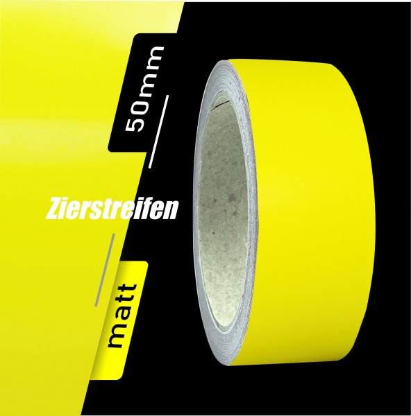 Zierstreifen Matt schwefelgelb gelb 50mm in in 10 m Länge für Auto Boot Klebeband Dekorstreifen Tuningstreifen Autofolie Siviwonder