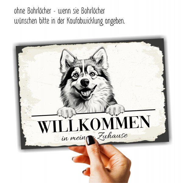 Hundeschild Willkommen Zuhause Pomsky Pom Husky Schild Achtung Spruch