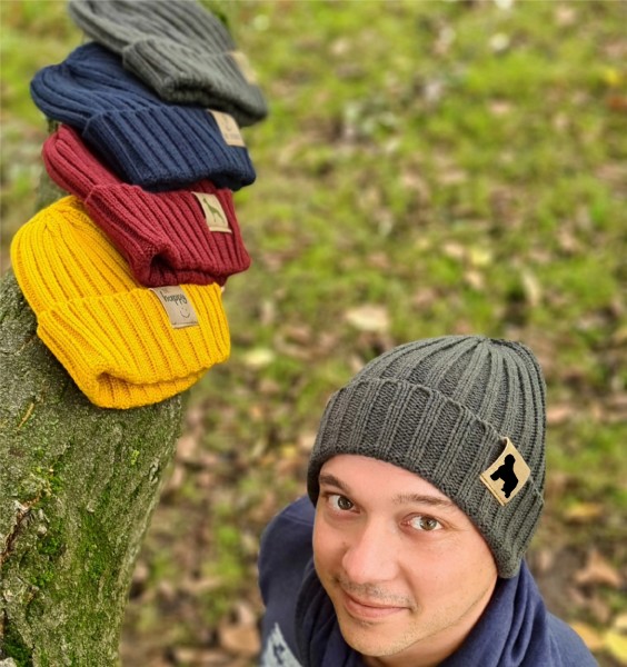 Strickmütze "Bouvier des Flandres" Beanie Mütze Urban Witzig Spruch Warm Winter Herbst Farben