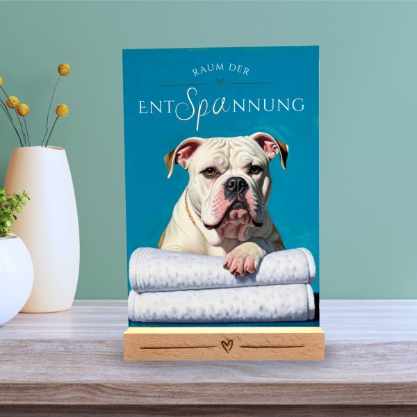 Hundeschild Deko Badezimmer Wellness Bulldog Schild Spruch