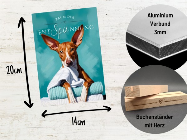 Hundeschild Deko Badezimmer Wellness Podenco Schild Spruch