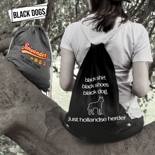 Französische Bulldogge Turnbeutel Black Dog Hundemotiv Herdershond Holländischer Schäferhund