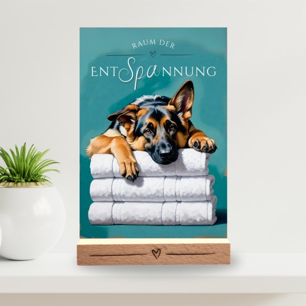 Hundeschild Deko Badezimmer Wellness Deutscher Schäferhund Schild Spruch