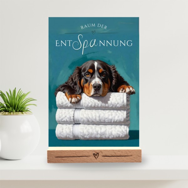 Hundeschild Deko Badezimmer Wellness Berner Sennenhund Schild Spruch