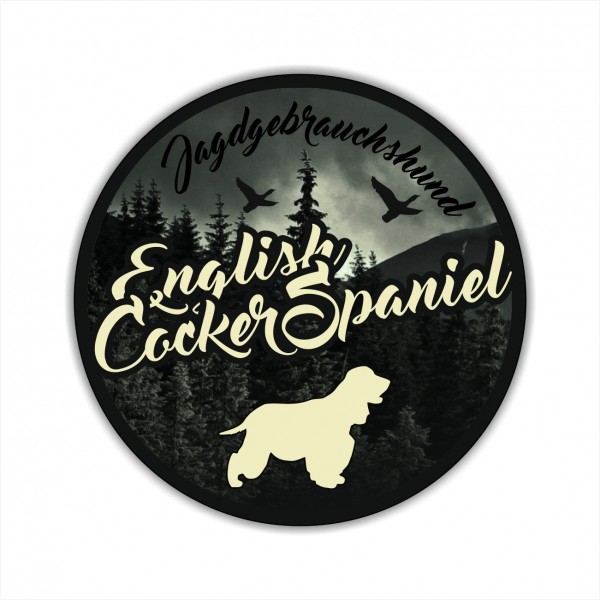 English Cocker Spaniel Cockie Spanier Jagdhund Jäger Westfälische Bracke Jagdhund Aufkleber Digitaldruck Motiv