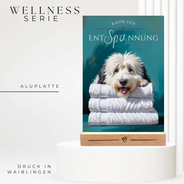 Hundeschild Deko Badezimmer Wellness Bobtail Schild Spruch