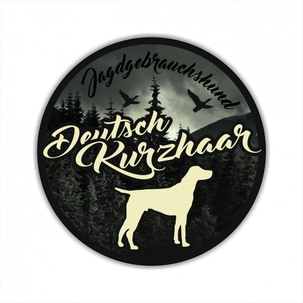 Deutsch Kurzhaar DK Deutscher kurzhaariger Vorstehhund German Shorthaired Pointer Jagdhund Jäger Westfälische Bracke Jagdhund Aufkleber Digitaldruck Motiv