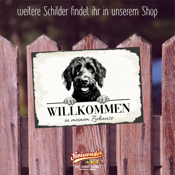 Hundeschild Willkommen Zuhause Goldendoodle Doodle Schild Achtung Spruch Türschild