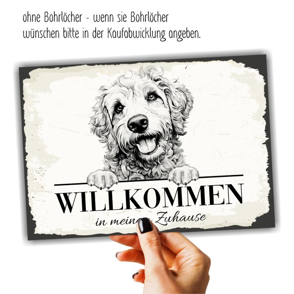 Hundeschild Willkommen Zuhause Labradoodle Doodle Schild