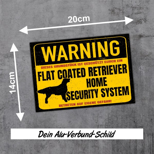 Flat Coated Retriever Schild Warning Security System Türschild Hundeschild Warnschild Schild Hund