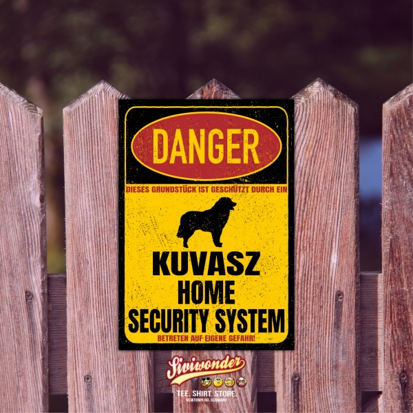 Kuvasz Dog Türschild Danger Security System Warnschild Hund Schilder Hundeschild