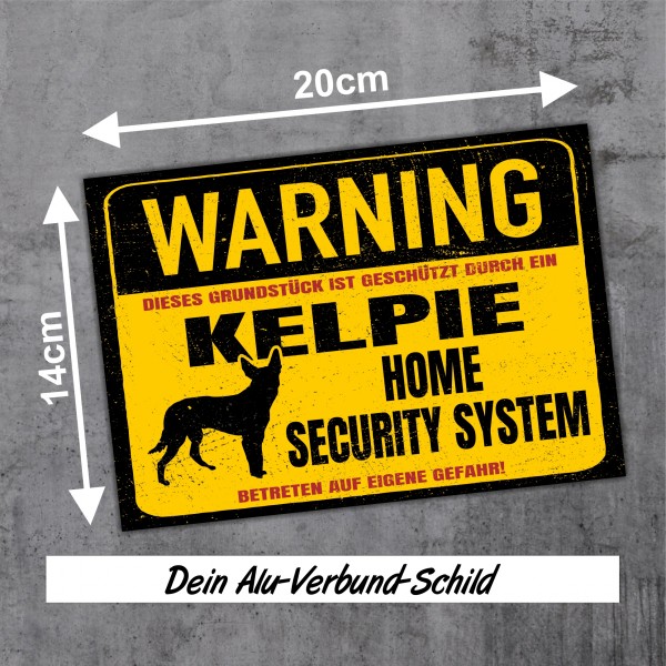 Australian Kelpie Dog Schild Warning Security System Türschild Hundeschild Warnschild Warnung