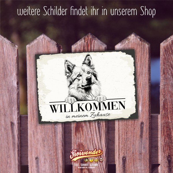 Hundeschild Willkommen Zuhause Islandhund Spitz Schild