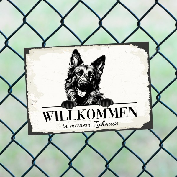 Hundeschild Willkommen Zuhause Deutscher Schäferhund Schild Achtung Spruch