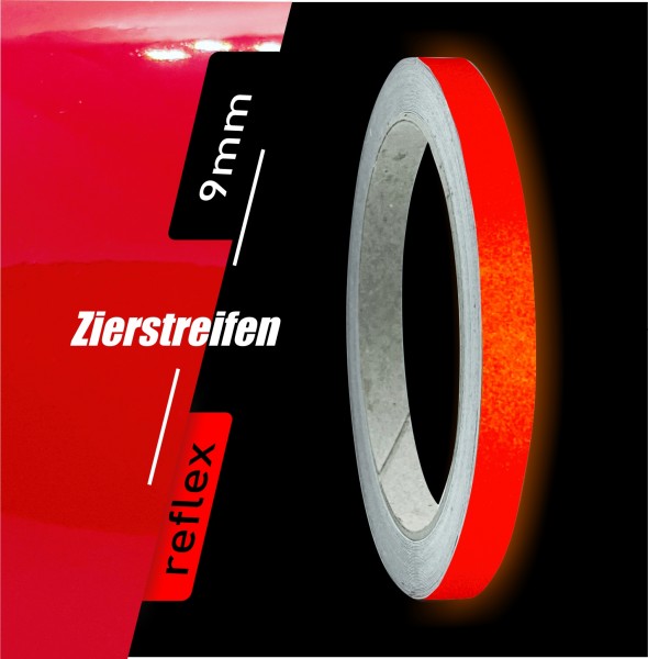 Zierstreifen reflektierend rot 9mm 10 m Länge für Auto Boot Klebeband Dekorstreifen Reflexstreifen Tuningstreifen Autofolie Siviwonder