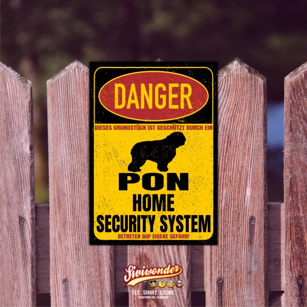 Pon Polski Owczarek Nizinny Türschild Danger Security System Warnschild Hund Schilder Hundeschild
