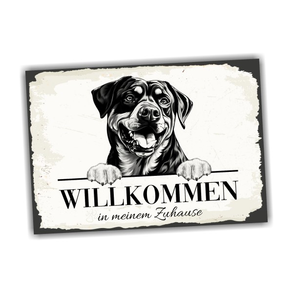 Hundeschild Willkommen Zuhause Rottweiler Rottie Schild Achtung Spruch