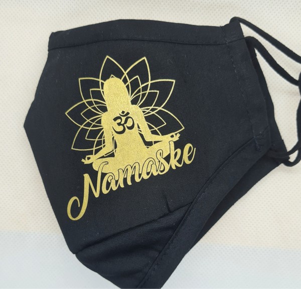 Namaske Yoga Namaste Maske Behelfsmaske Black Schwarz Yoga Sanskrit