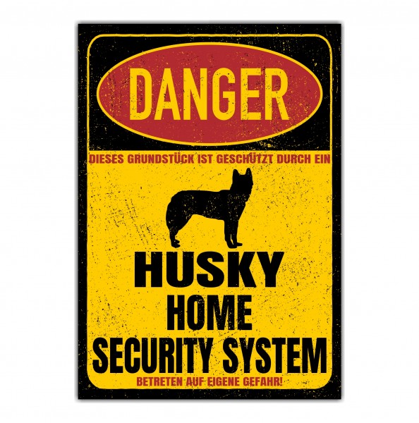 Husky Siberian Icee Sibe Chukcha Huskies Sibireien Schlittenhund Dog Türschild Danger Security System Warnschild Hund Schilder Hundeschild happy Design by Siviwonder
