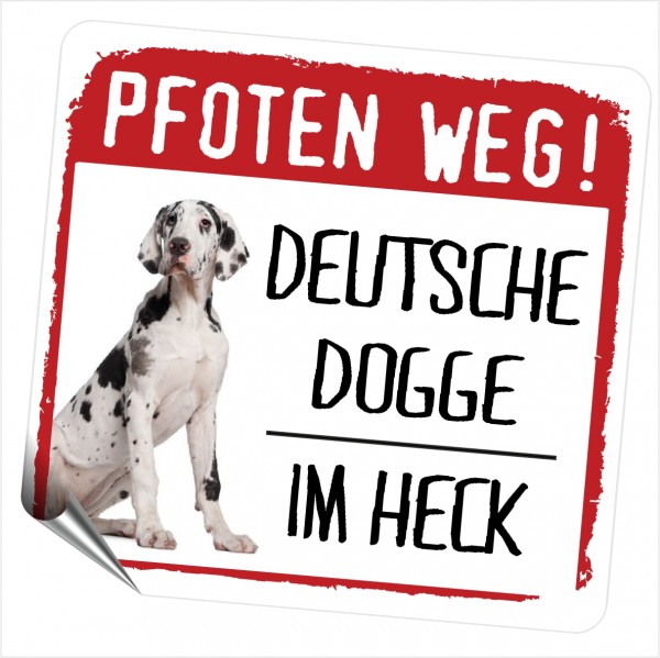 Dogge deutsche Great Dane No.2 Aufkleber PFOTEN WEG Hundeaufkleber Folie Hund-Copy