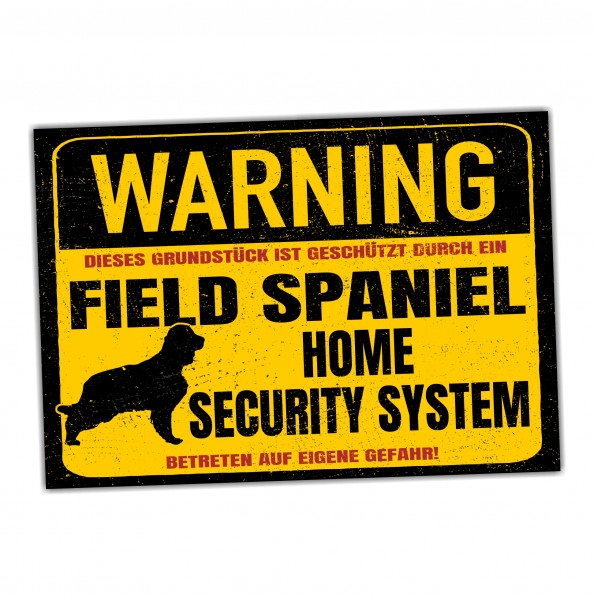 Field Spaniel Schild Warning Security System Türschild Hundeschild Warnschild Schild Hund