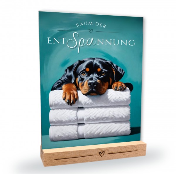 Hundeschild Deko Badezimmer Wellness Rottweiler Rottie Schild Spruch