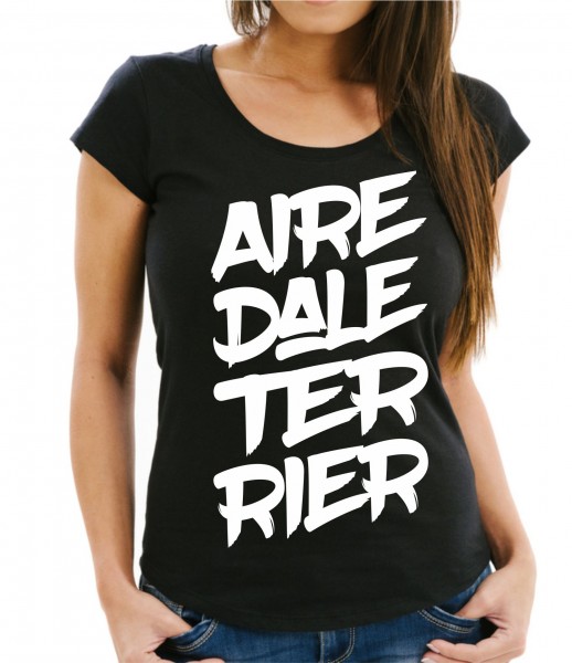 Damen women woman shirt T stylish baumwolle tailiert hundemotiv rasse schrift